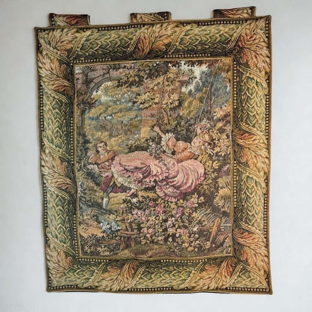Vintage Fine Art Tapestry Fragonard The Swing Wall Hanging Woven By Sea‎ Gull